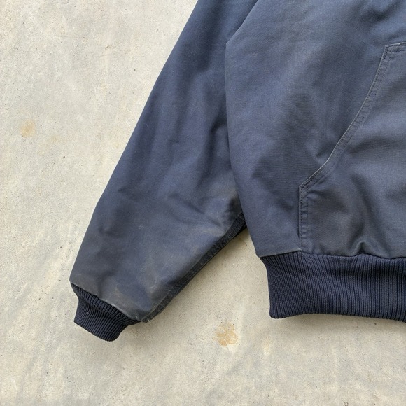 Vintage Y2K Mens XL Blueberry Blue Carhartt Jacket Hooded Work Issued 376-20 - Picture 3 of 7